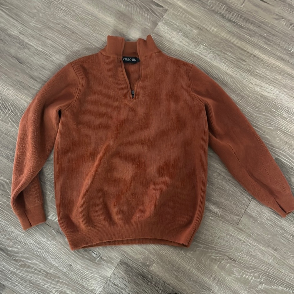 Orange mens half zip pullover